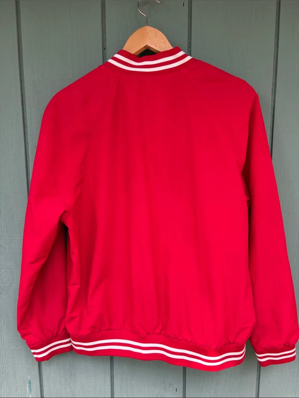 H&M Red Bomber Jacket with White Stripe Trim